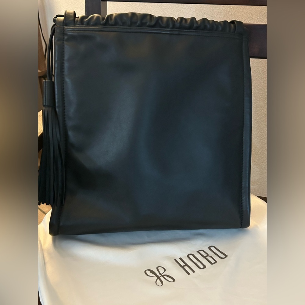 Black Leather Hobo Bag; new and beautiful.